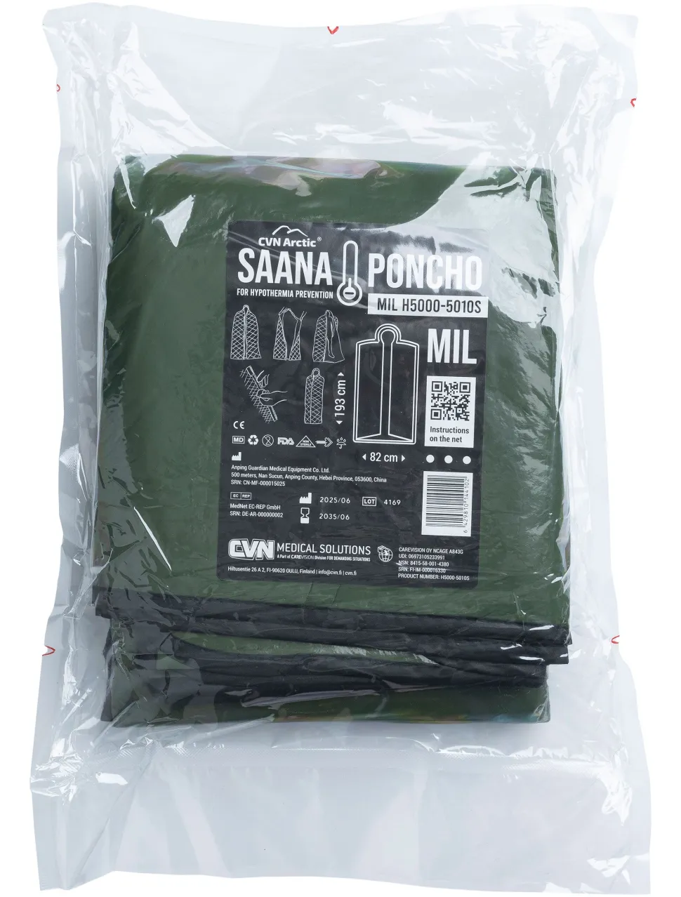 CVN Arctic Saana lämpöponcho, vihreä