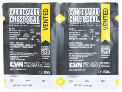 CVN Hexagon Chest Seal venttiilillinen ilmarintasidos, 2-Pack