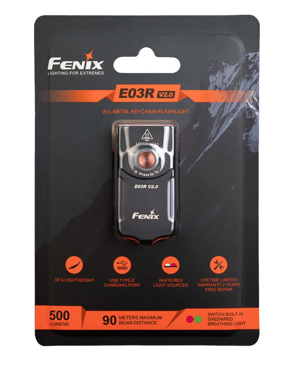 Fenix E03R ladattava minivalaisin V2.0